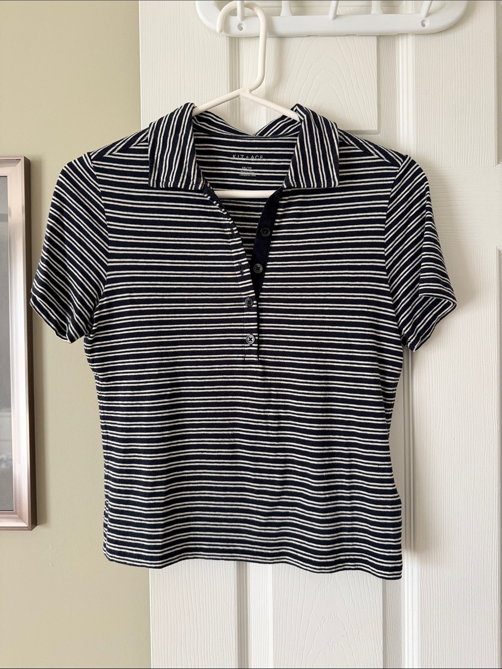 Kit and Ace Striped Polo Tee - Navy and White Stripes